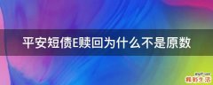 平安短债E赎回为什么不是原数