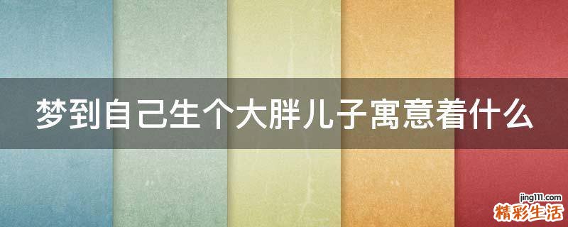 梦到自己生个大胖儿子寓意着什么