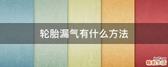 轮胎漏气有什么方法