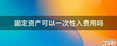 固定资产可以一次性入费用吗
