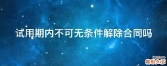 试用期内不可无条件解除合同吗