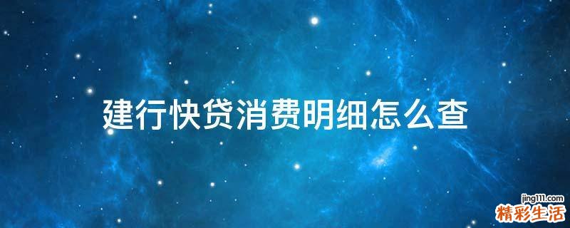 建行快贷消费明细怎么查