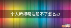 个人所得税注册不了怎么办
