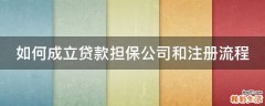 如何成立贷款担保公司和注册流程