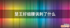 楚王好细腰讽刺了什么