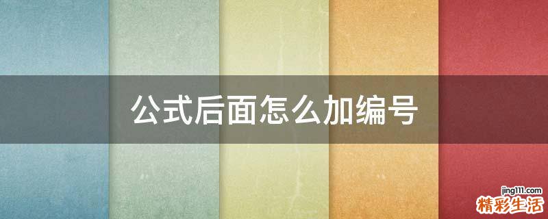 公式后面怎么加编号
