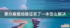 要办离婚结婚证丢了一本怎么解决