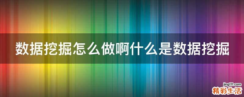 数据挖掘怎么做啊什么是数据挖掘