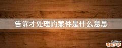告訴才處理的案件是什么意思