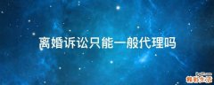离婚诉讼只能一般代理吗