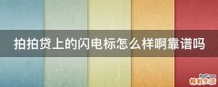 拍拍贷上的闪电标怎么样啊靠谱吗