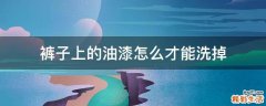 裤子上的油漆怎么才能洗掉