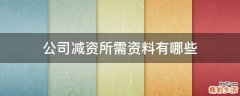 公司減資所需資料有哪些