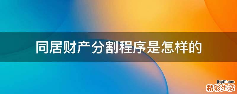 同居財(cái)產(chǎn)分割程序是怎樣的