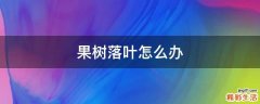 果树落叶怎么办