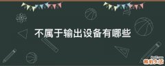 不属于输出设备有哪些