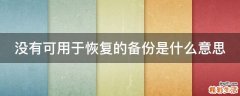 没有可用于恢复的备份是什么意思