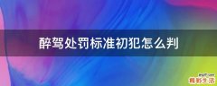 醉驾处罚标准初犯怎么判