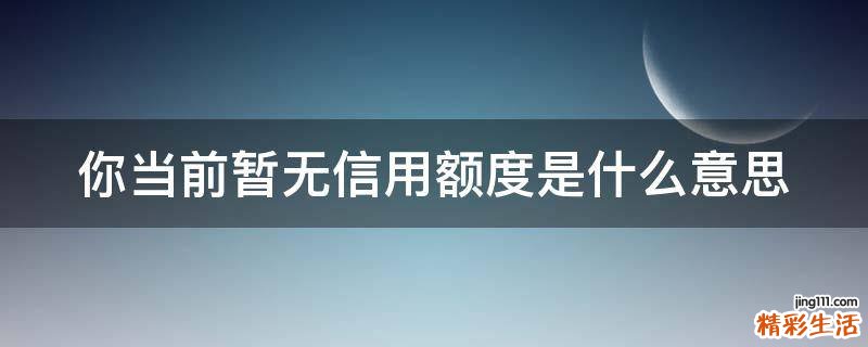 你当前暂无信用额度是什么意思