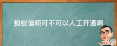 螞蟻借唄可不可以人工開通啊