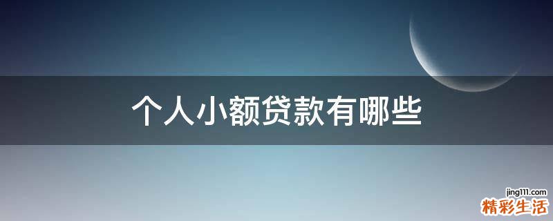 个人小额贷款有哪些