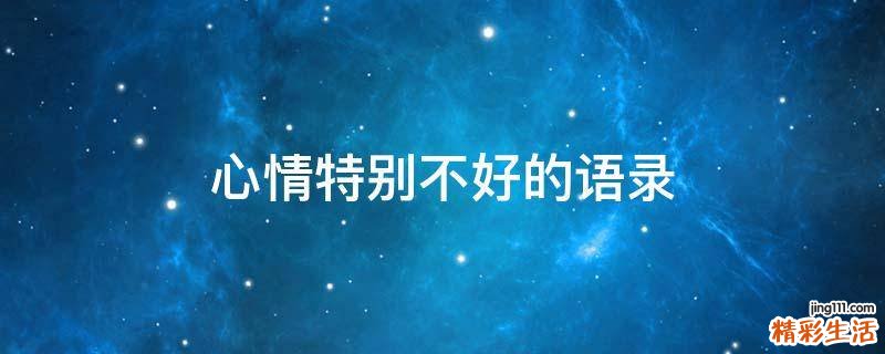 心情特别不好的语录