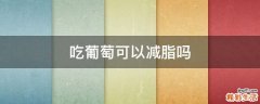 吃葡萄可以减脂吗