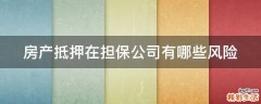 房产抵押在担保公司有哪些风险