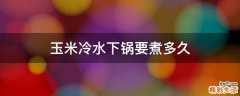 玉米冷水下锅要煮多久