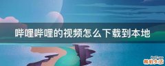 哔哩哔哩的视频怎么下载到本地