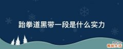 跆拳道黑带一段是什么实力