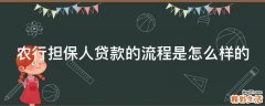 农行担保人贷款的流程是怎么样的
