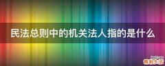 民法总则中的机关法人指的是什么