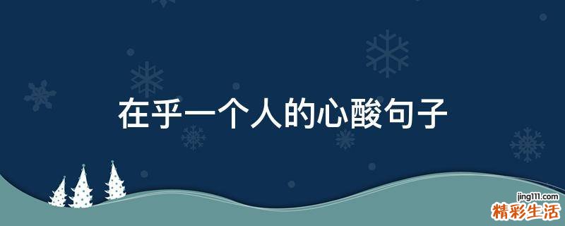 在乎一个人的心酸句子