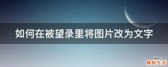 如何在被望录里将图片改为文字