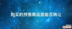 购买的预售商品房能否转让