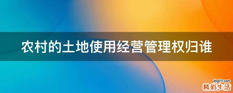 农村的土地使用经营管理权归谁