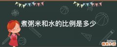 煮粥米和水的比例是多少
