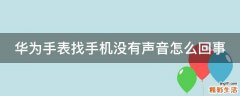 华为手表找手机没有声音怎么回事