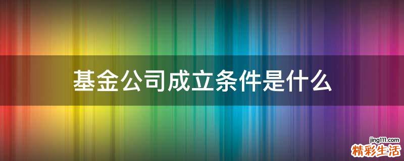 基金公司成立条件是什么