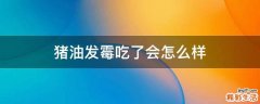 猪油发霉吃了会怎么样