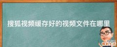 搜狐视频缓存好的视频文件在哪里