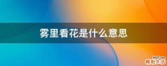 雾里看花是什么意思