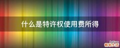什么是特许权使用费所得