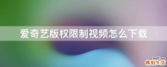 爱奇艺版权限制视频怎么下载