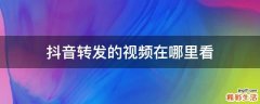 抖音转发的视频在哪里看