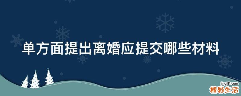 单方面提出离婚应提交哪些材料