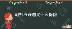 司机应该购买什么保险