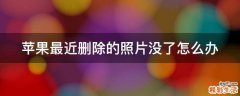 苹果最近删除的照片没了怎么办