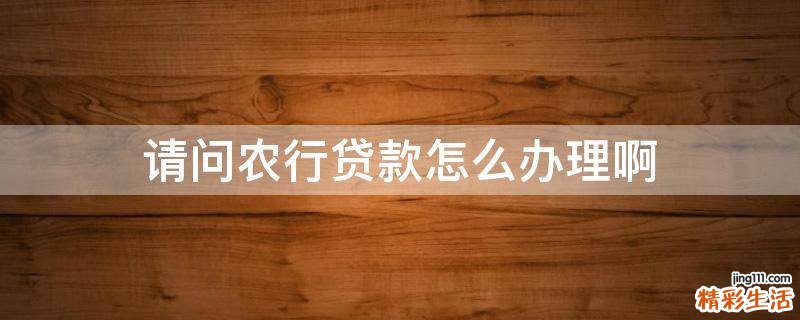 请问农行贷款怎么办理啊